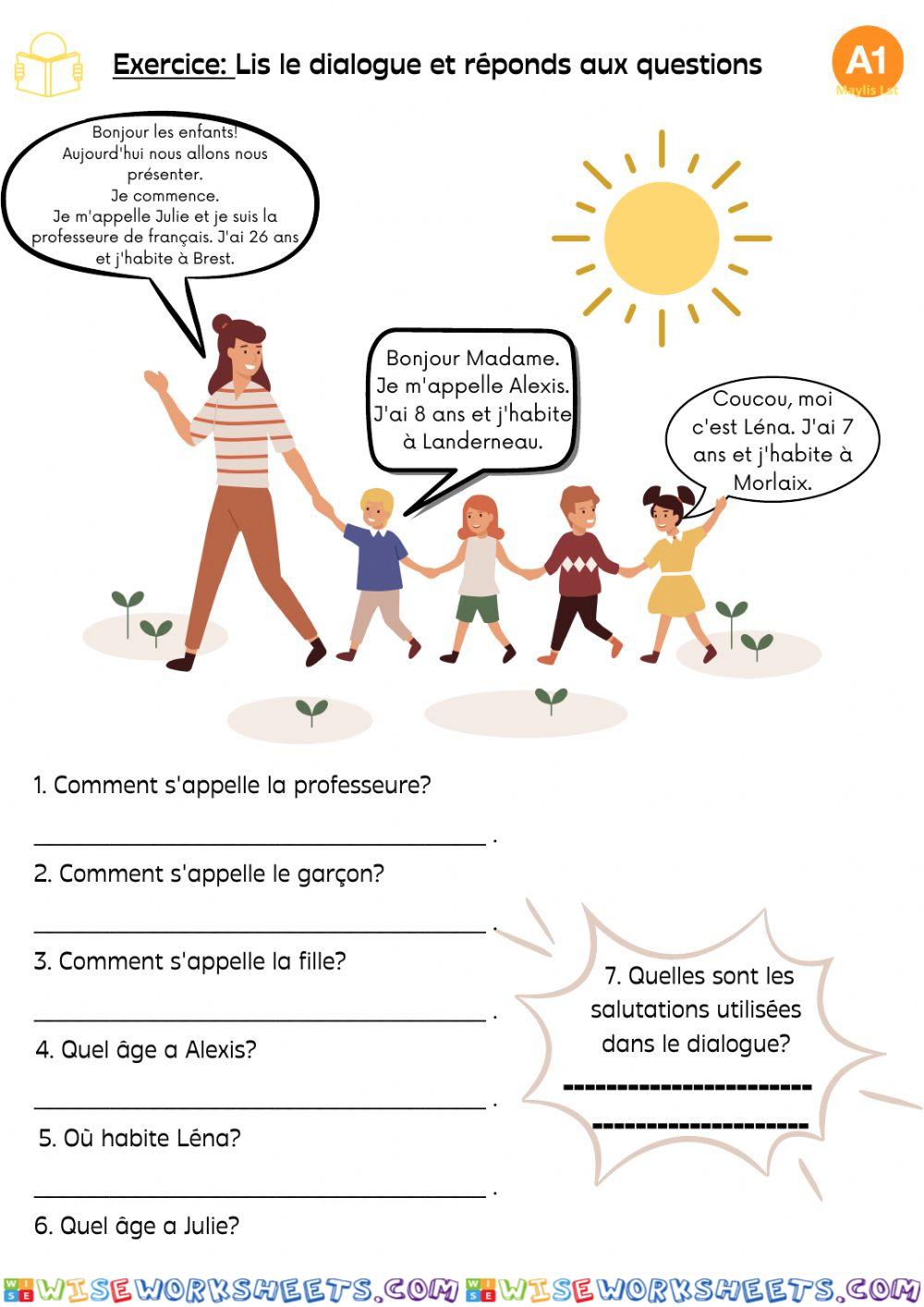 Dialogue enfant présentation personnelle