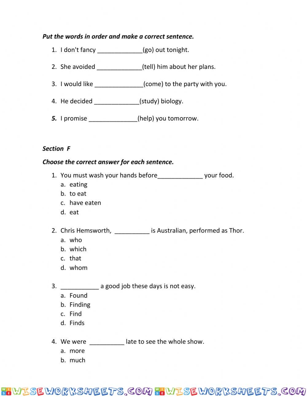 worksheet