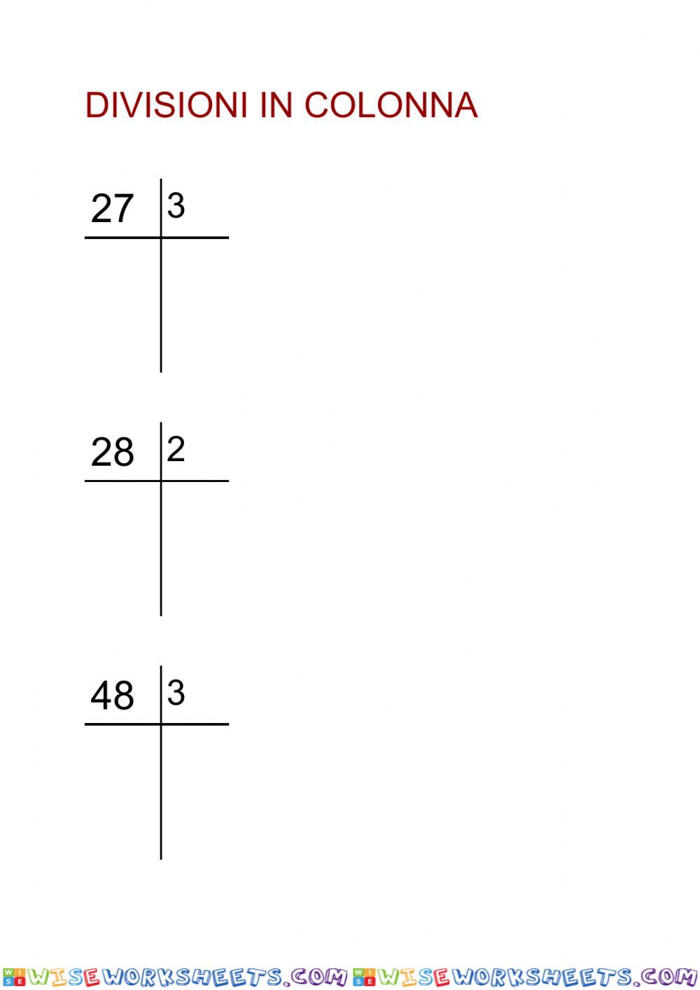 Divisioni in colonna