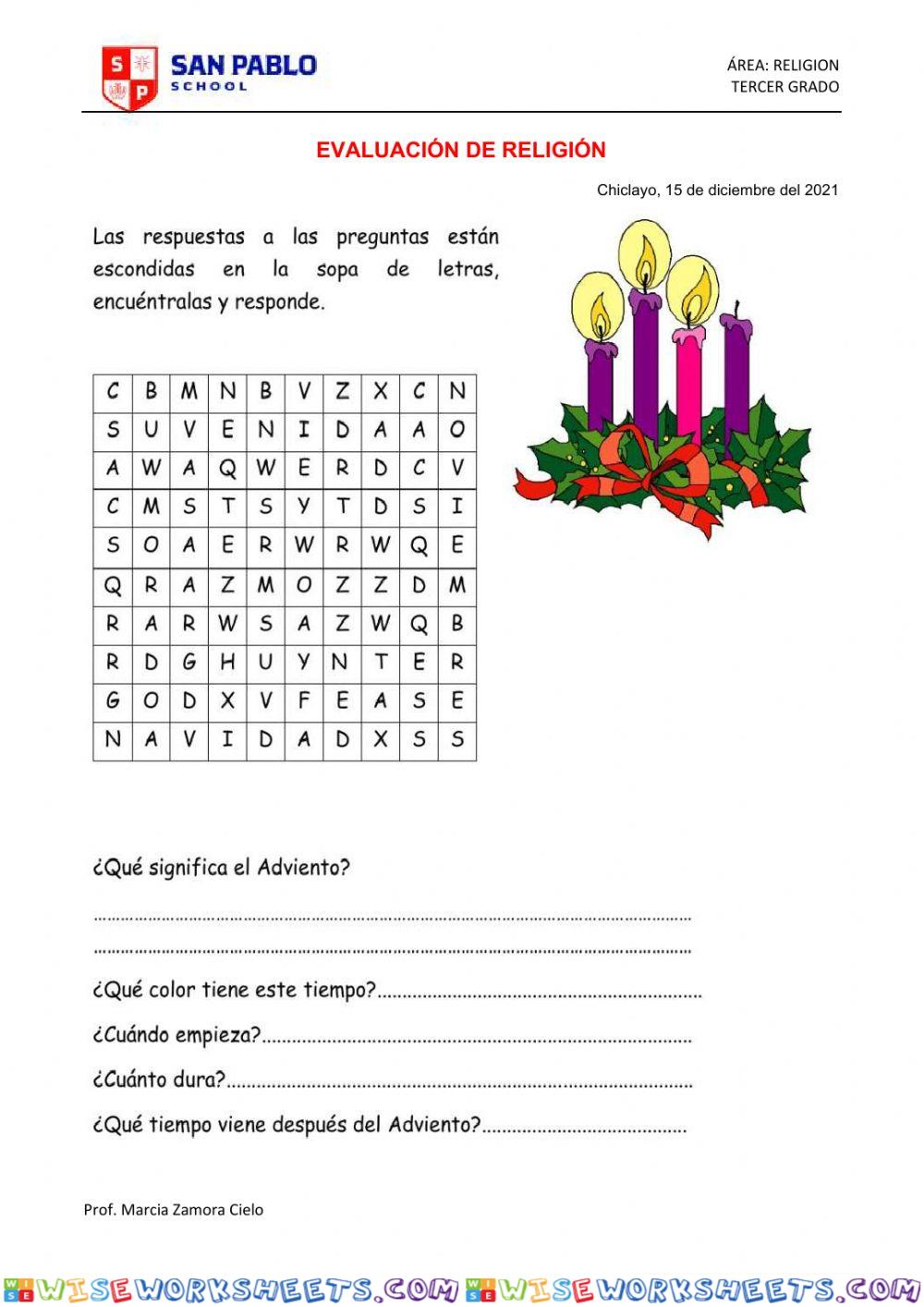 Evaluación de religión II