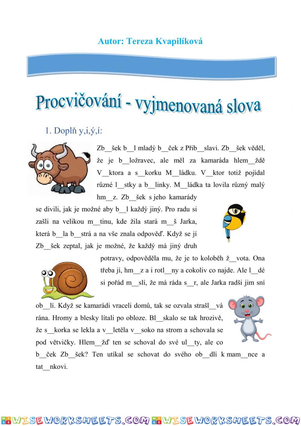 Procvičování - vyjmenovaná slova