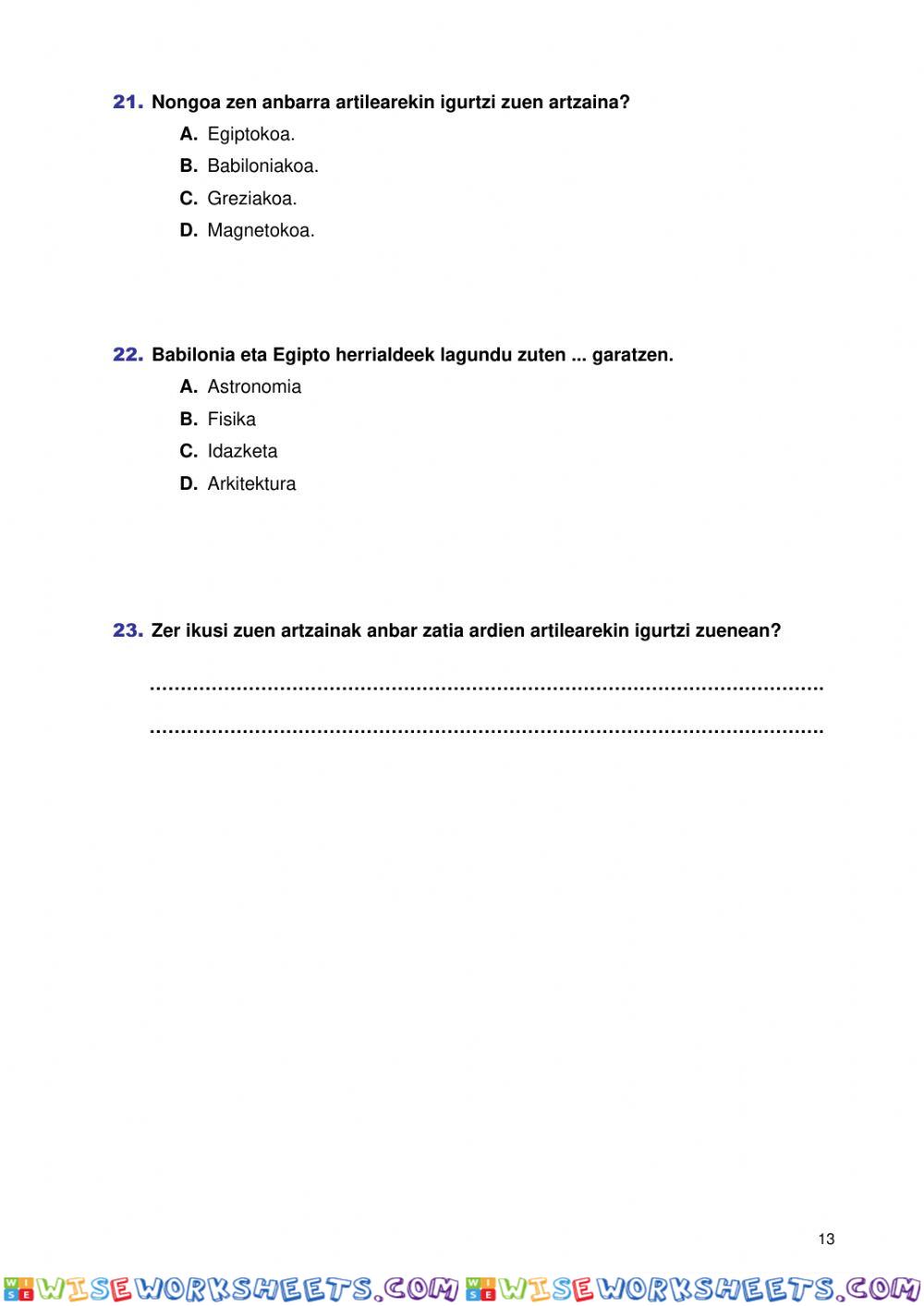 worksheet