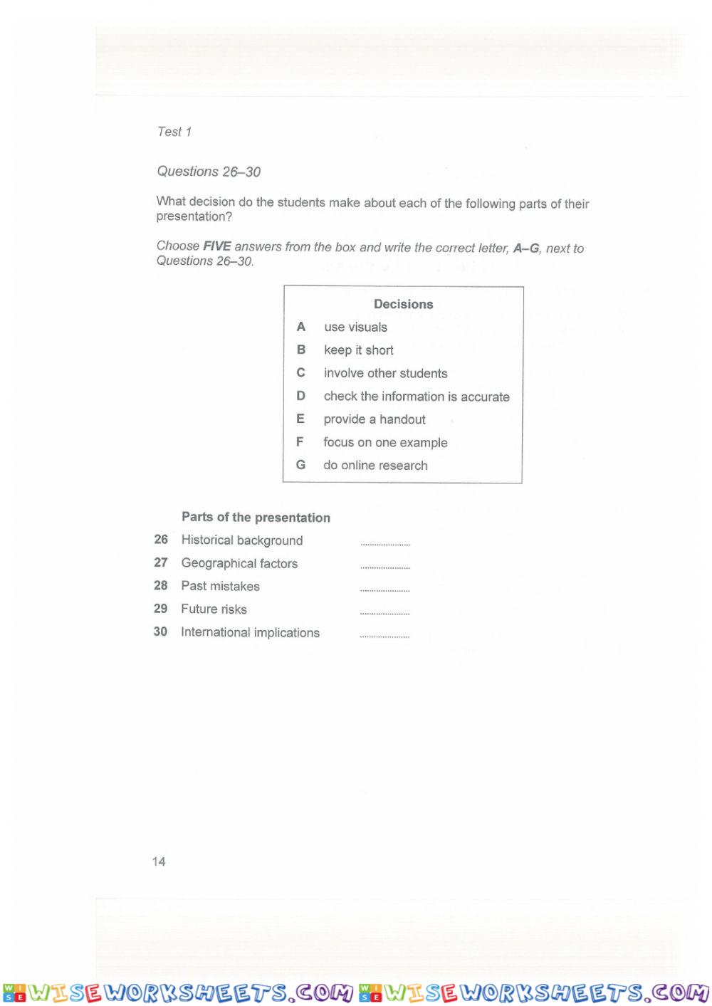 worksheet