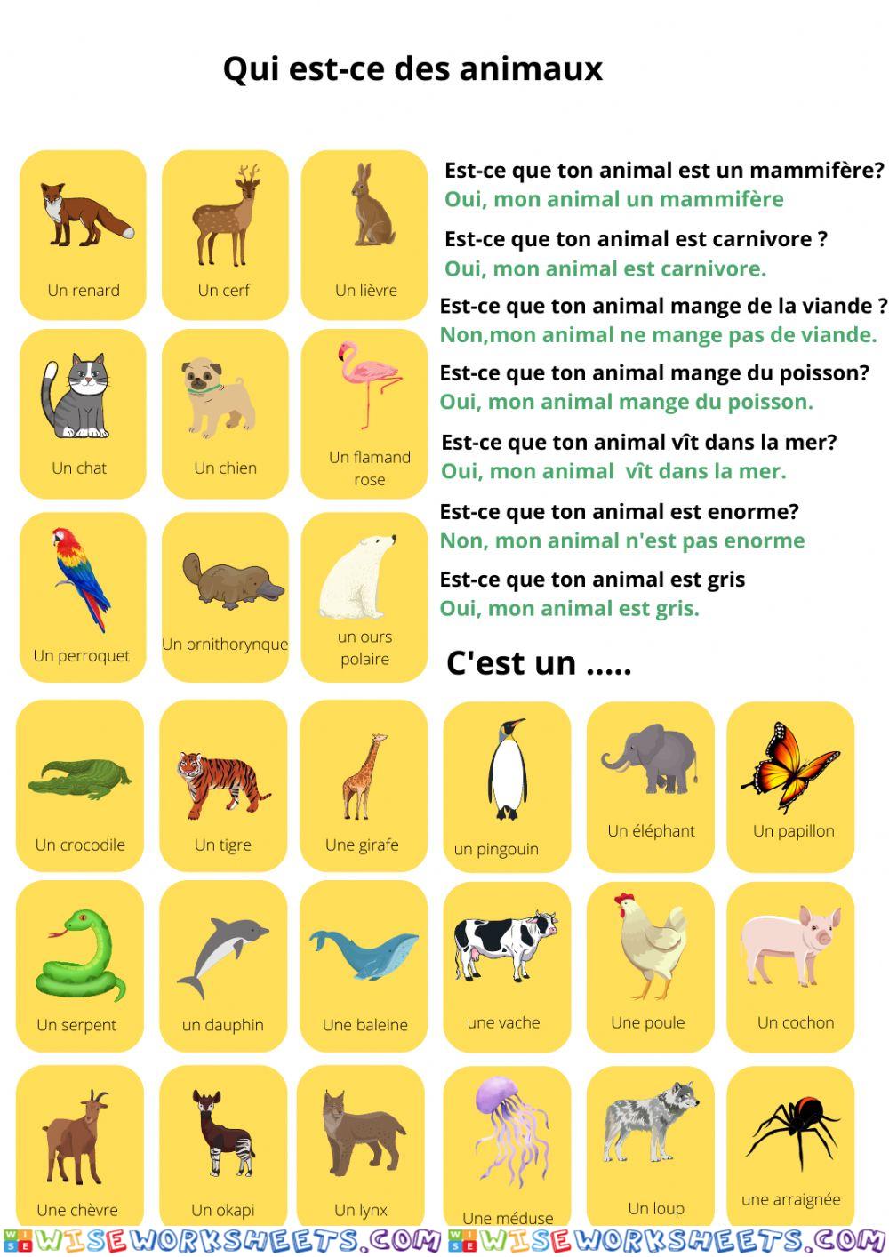 qui est-ce des animaux