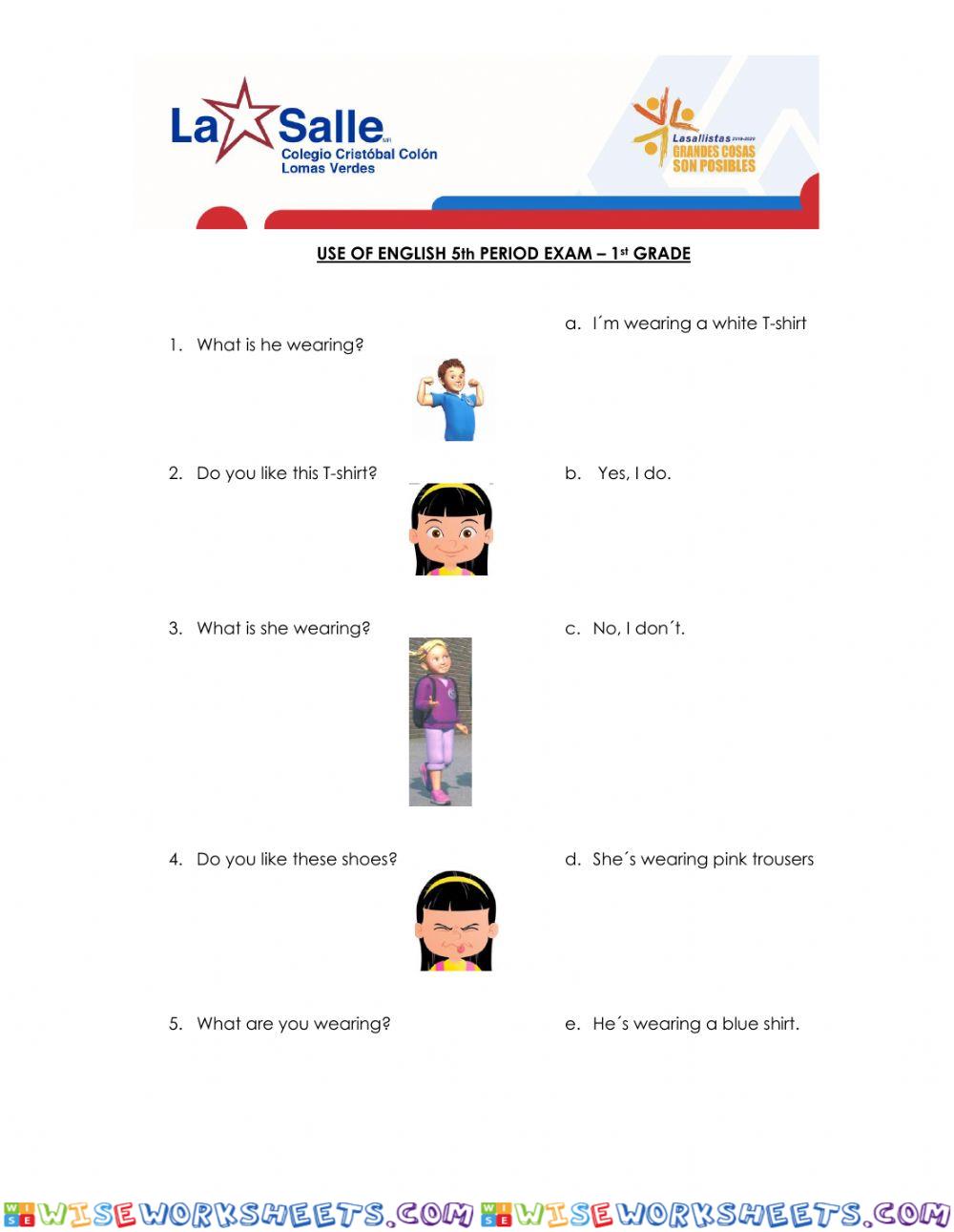 UOE 1st Grade 5th Period exam