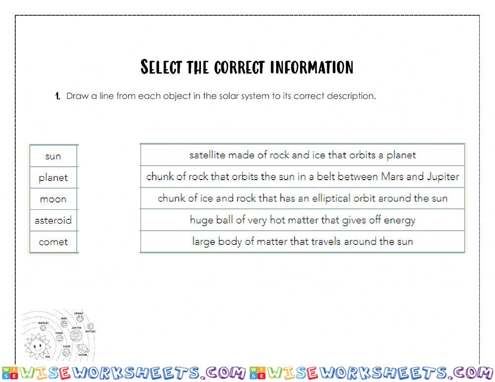 Solar system information