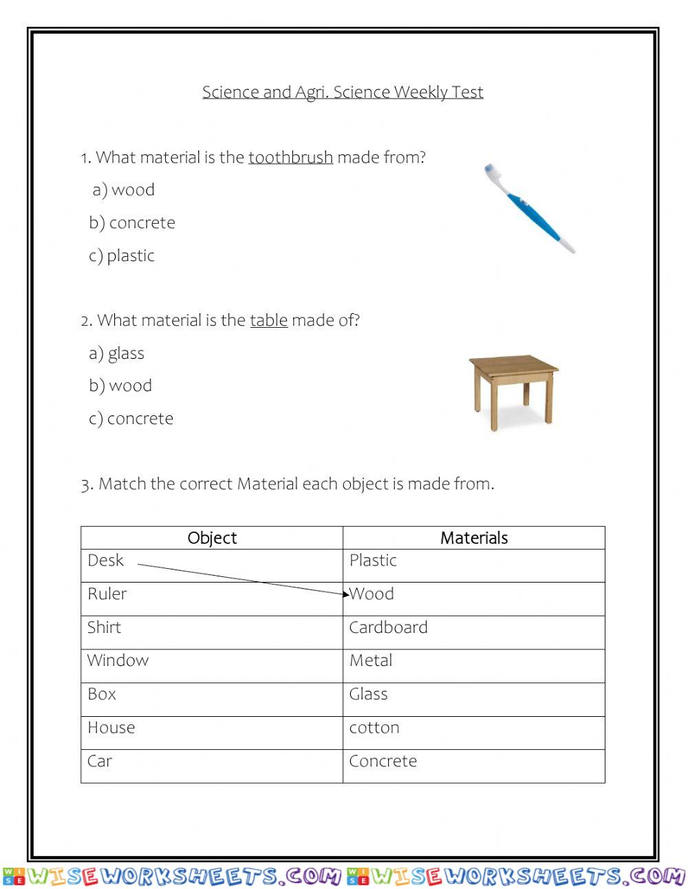 Science-Agri Science Weekly Test 5th Feb
