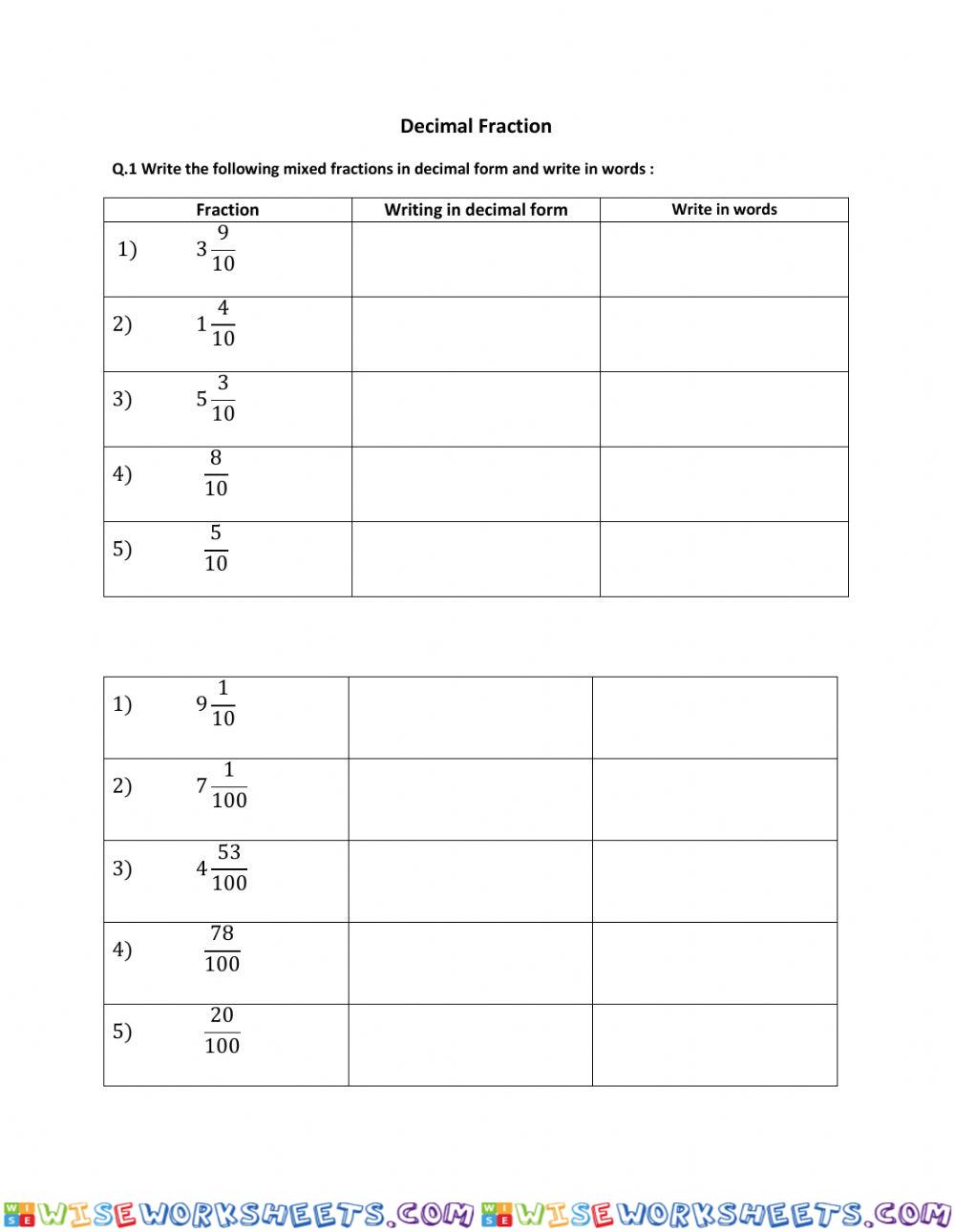 Decimal fraction