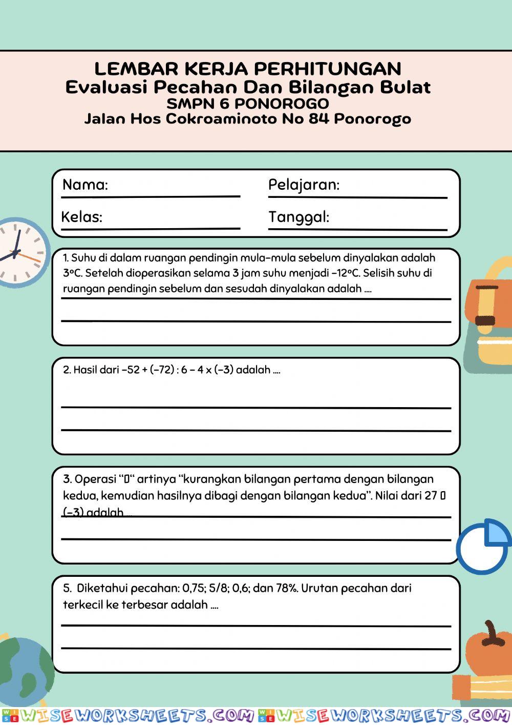 Pecahan dan bilangan bulat