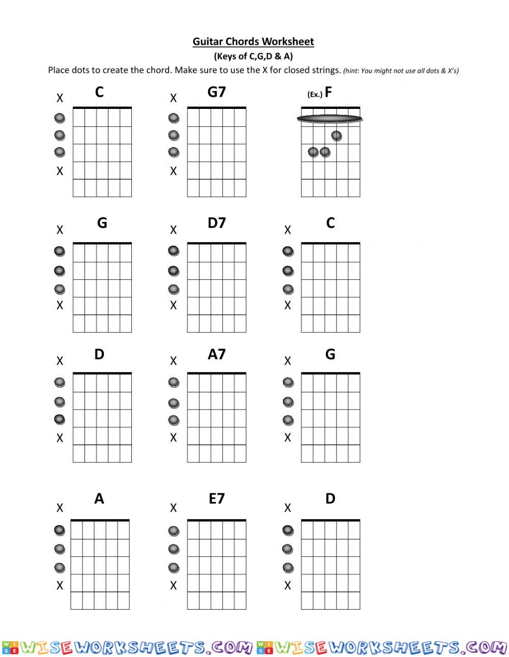 Guitar Chord Worksheet