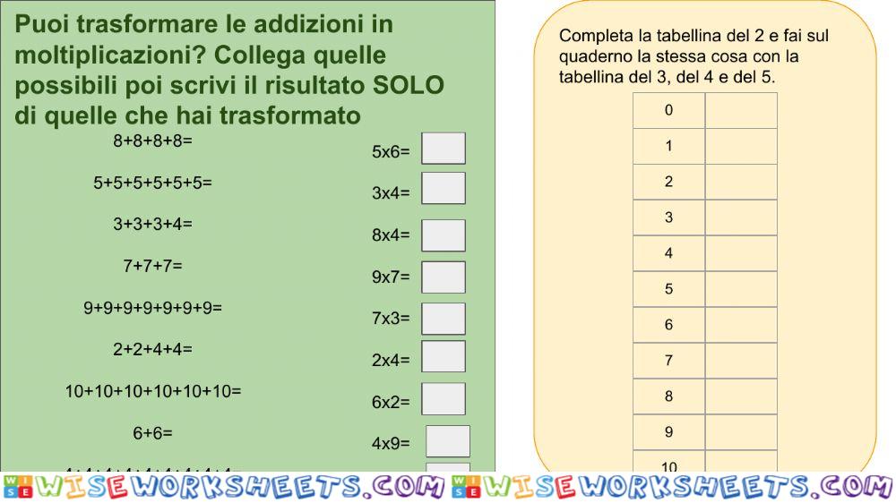 Moltiplicazioni: quando serve e ripasso tabelline