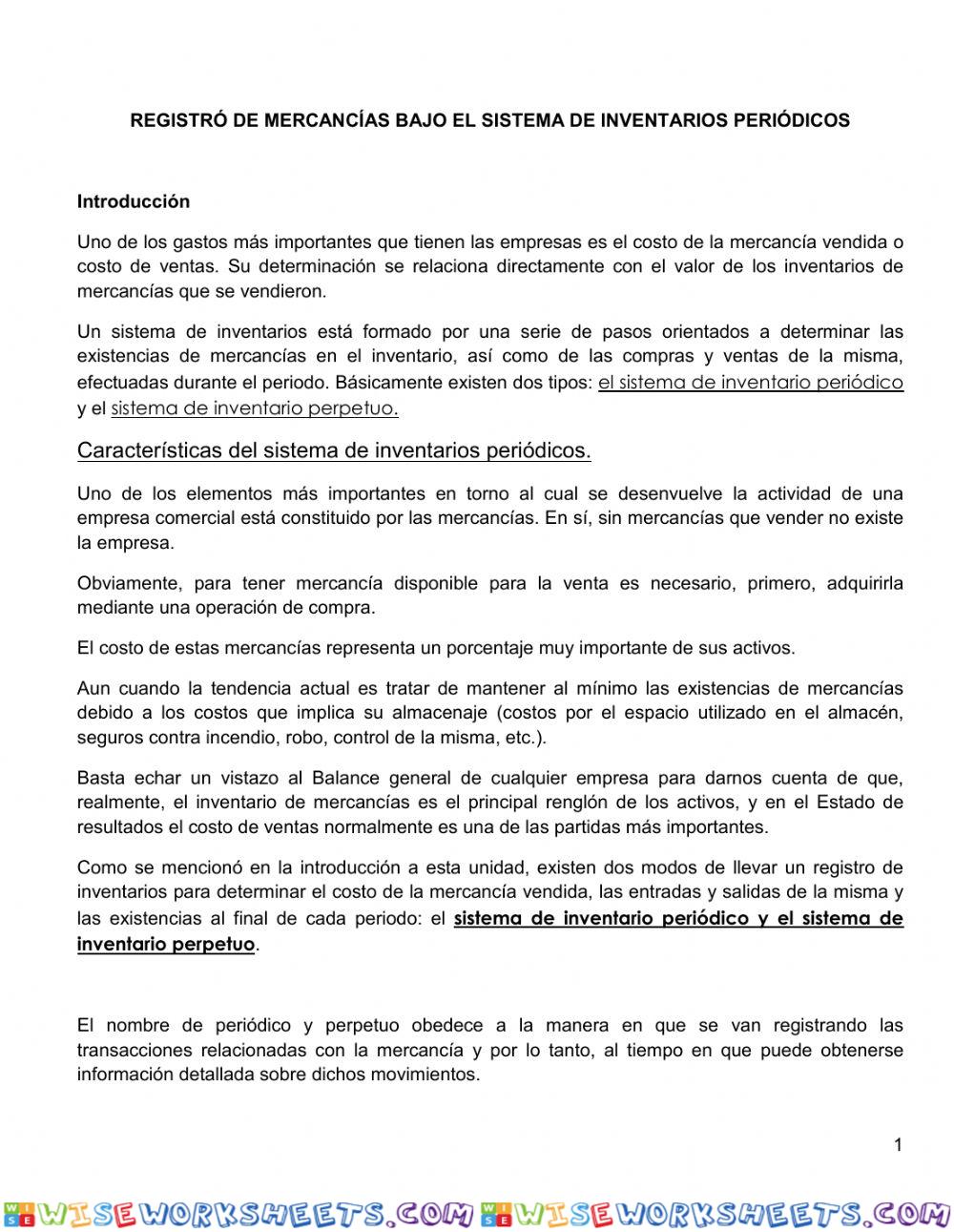 Registró de mercancías bajo el sistema de inventarios periódicos (1)