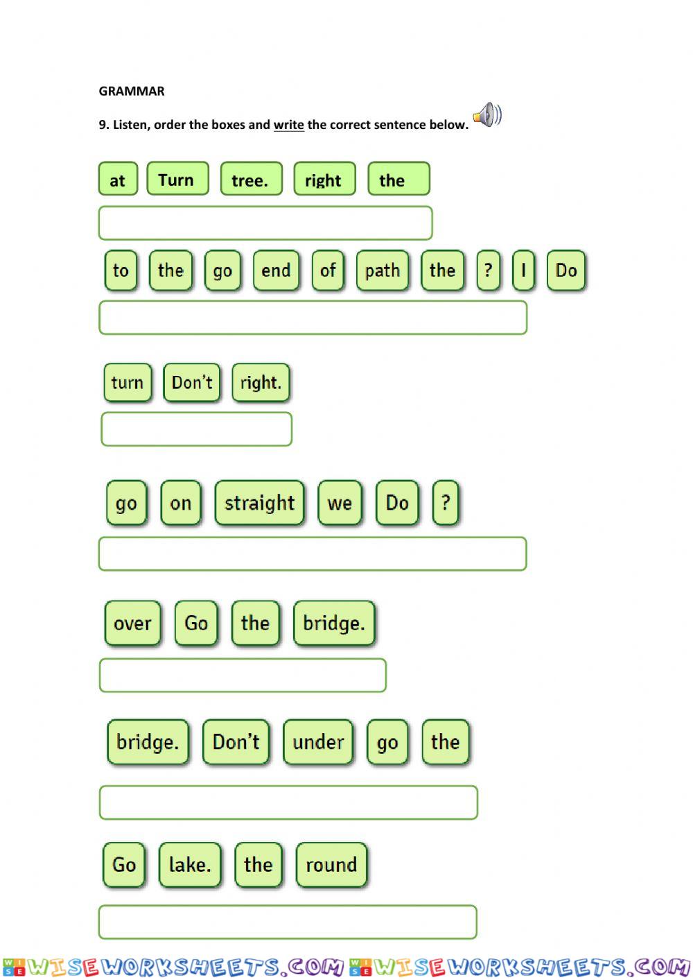 Order sentences