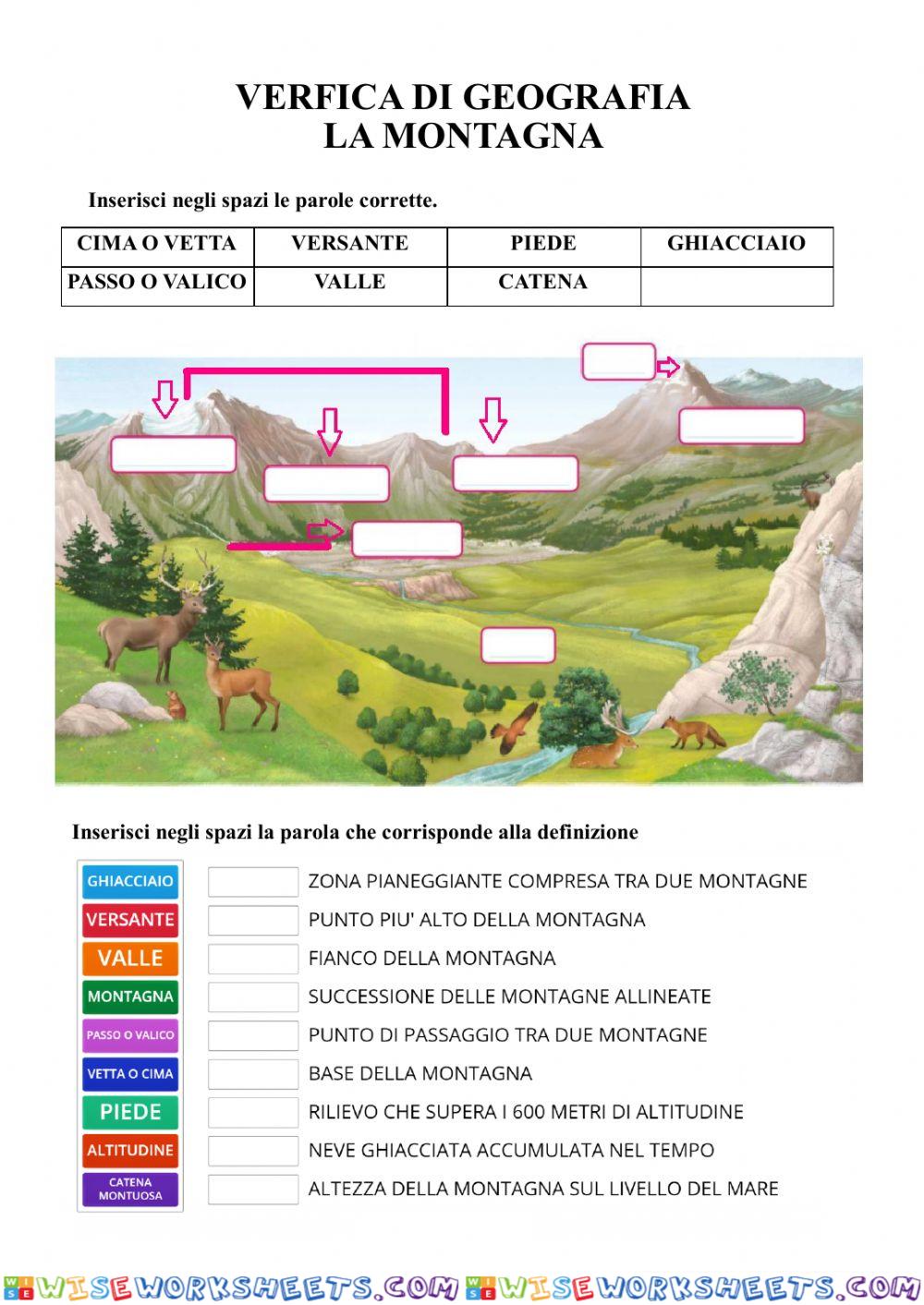 VERIFICA DI GEOGRAFIA:LA MONTAGNA