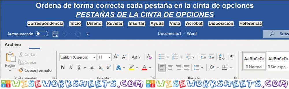 Pestañas de word