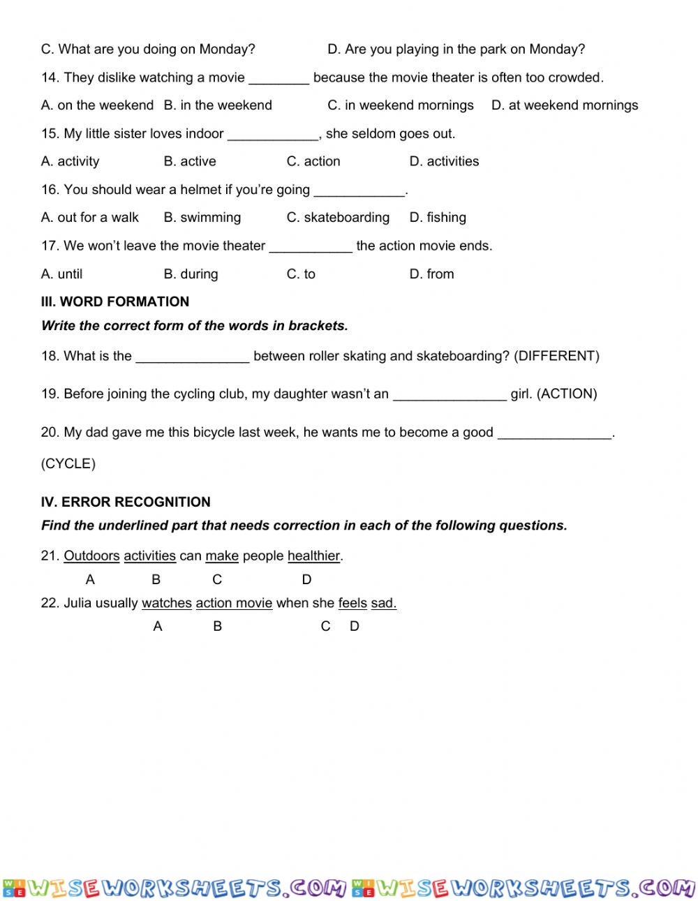 worksheet