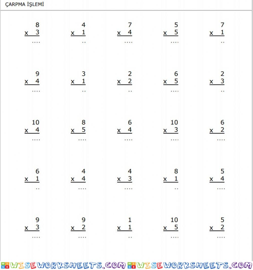 Matematik- Basit Çarpma-Test