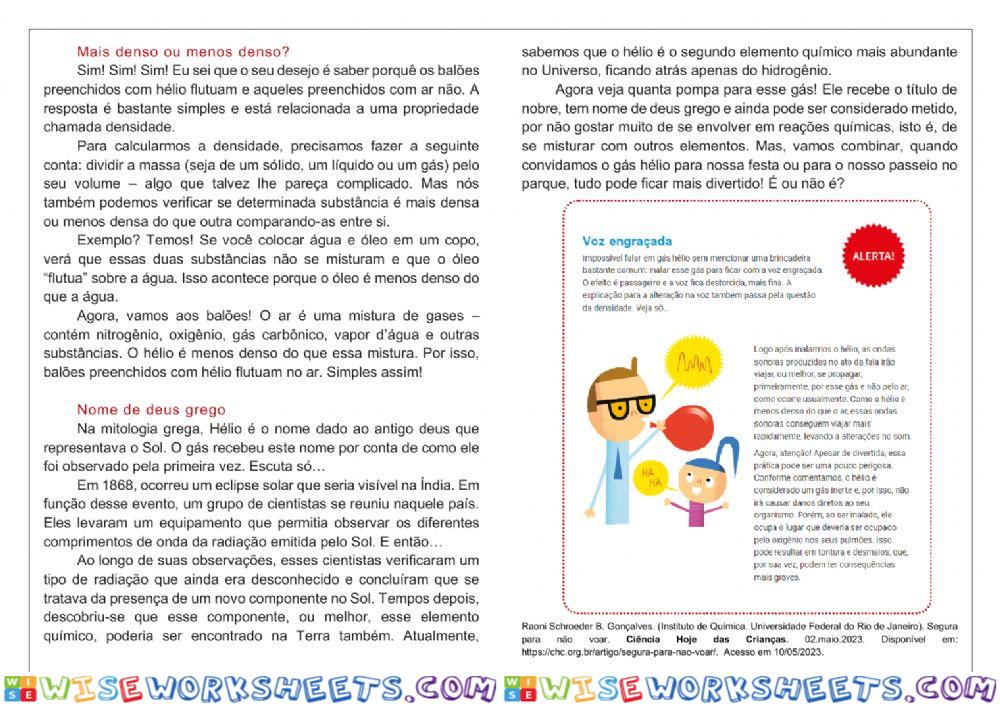 Artigo de divulgação científica - interpretação