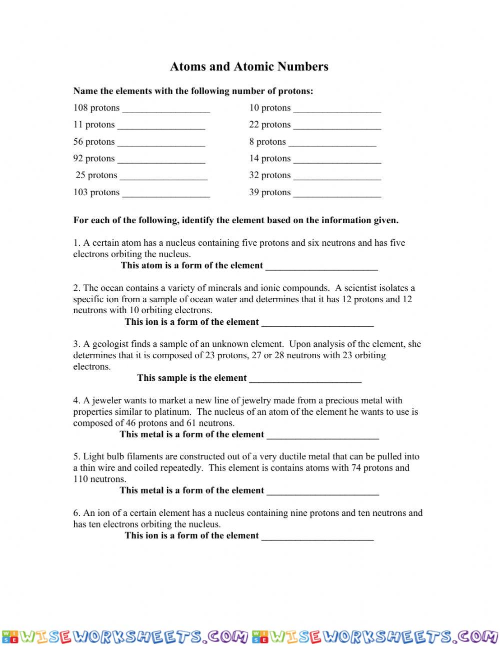 IPC: Atoms and Atomic Number