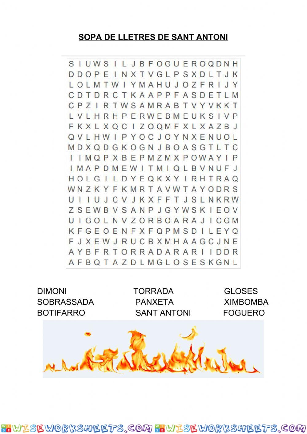 Sopa de lletres de Sant Antoni