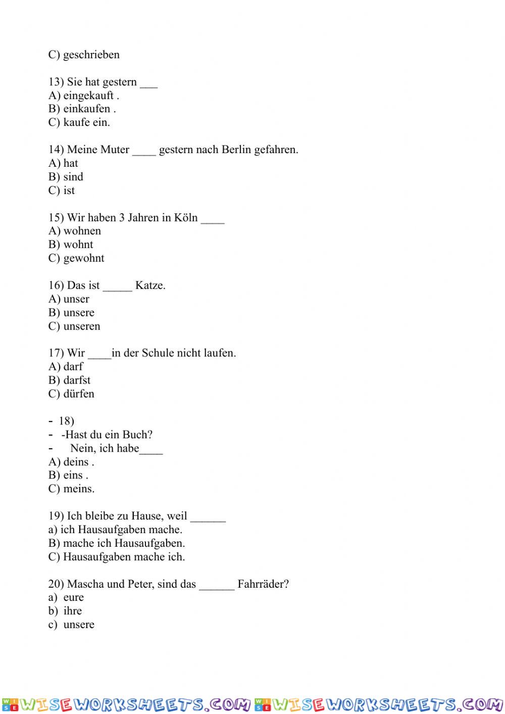 worksheet
