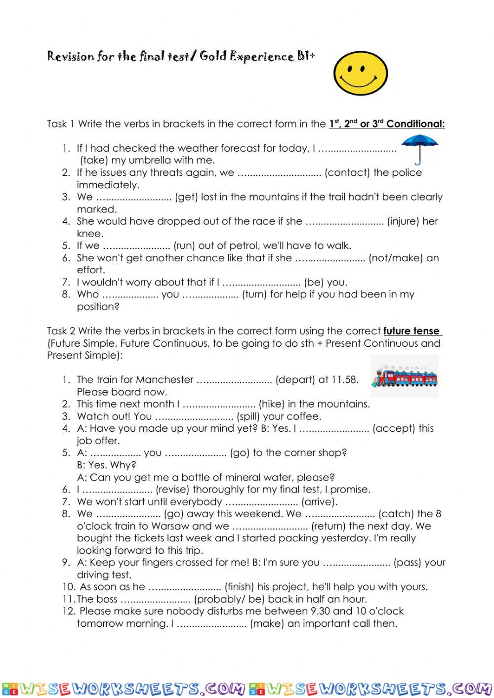 Revision for the final test gold experience b1+
