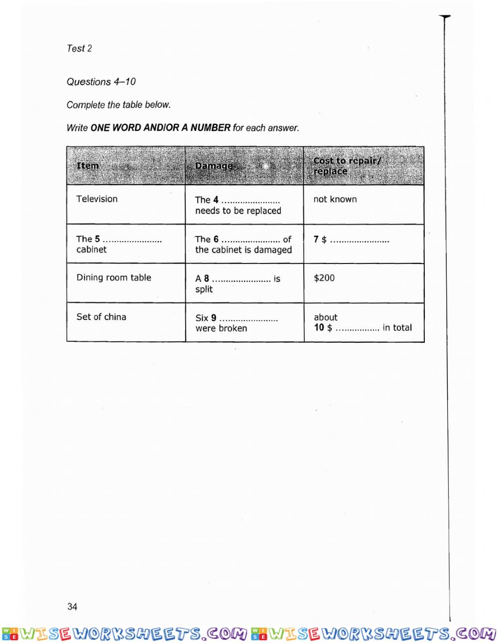 worksheet