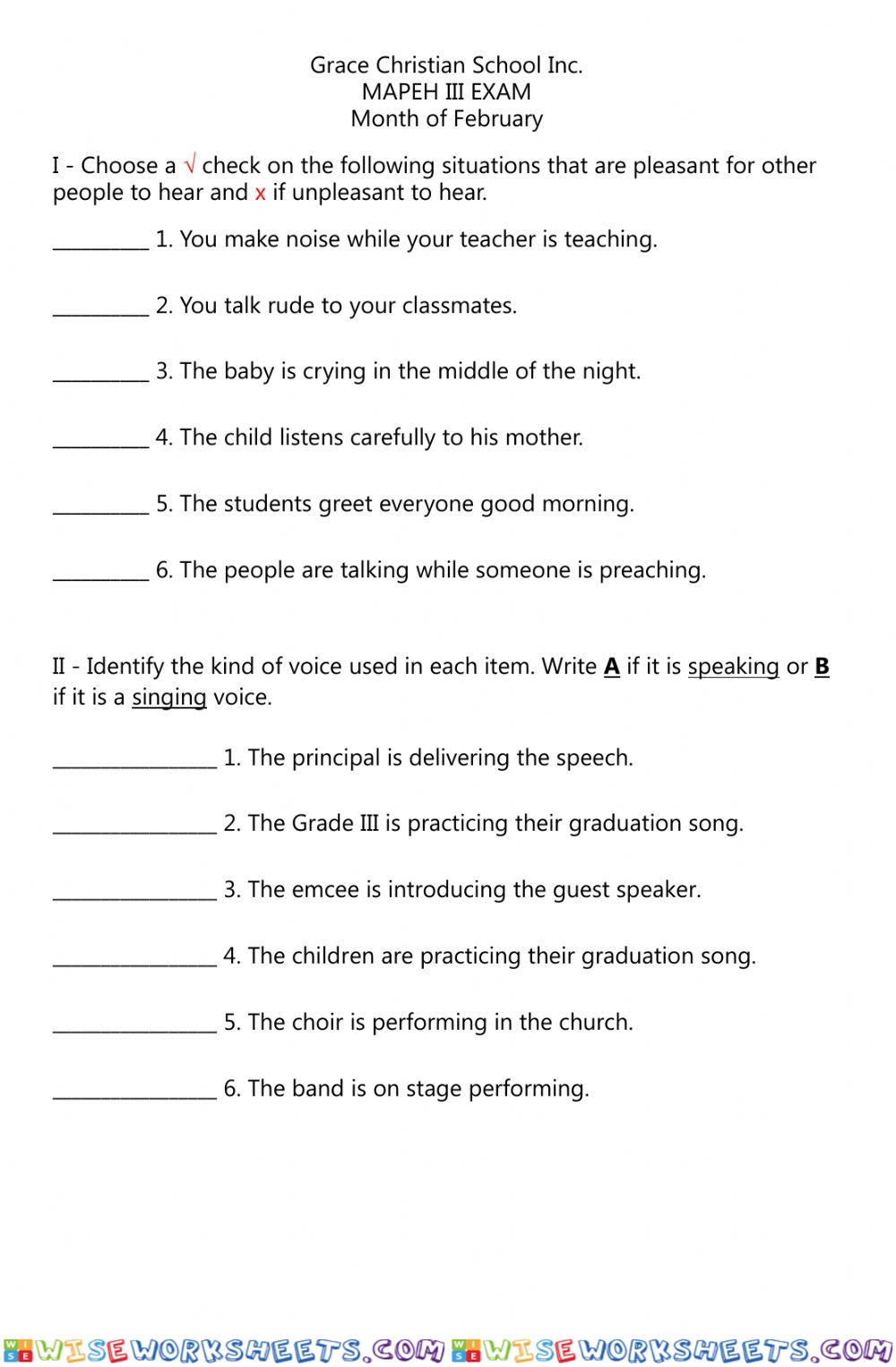 worksheet