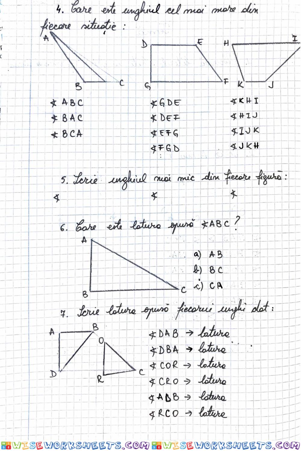 UNGHIURI, elemente de geometrie