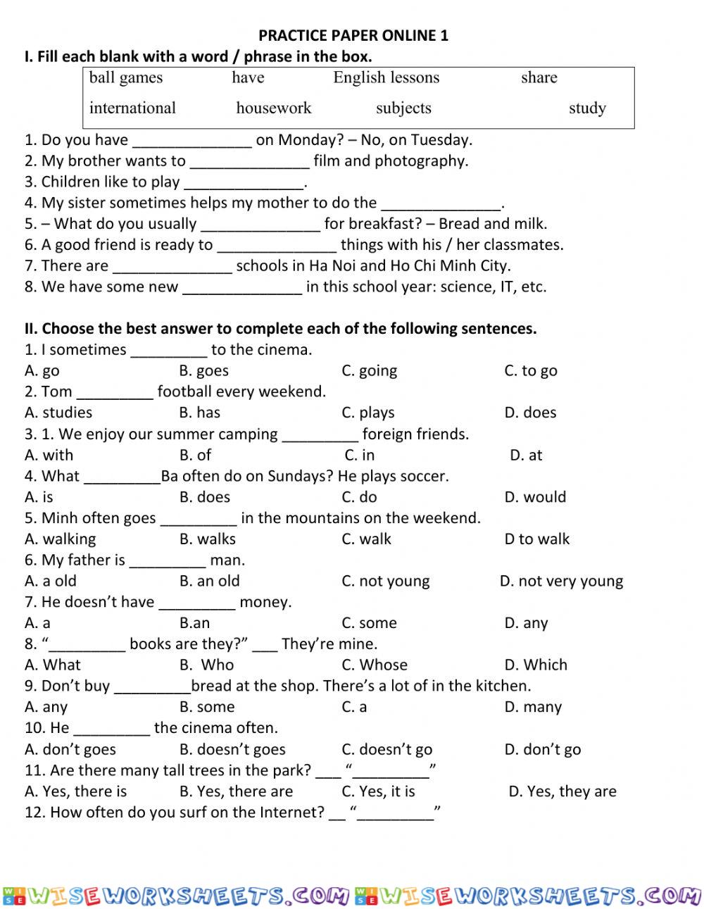 worksheet