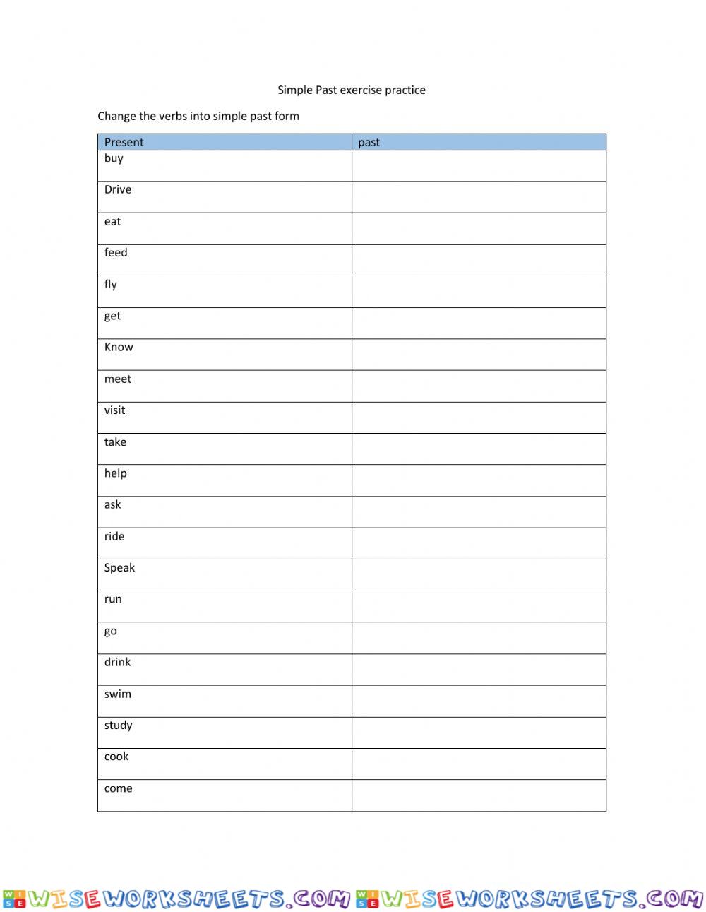 simple past Practice