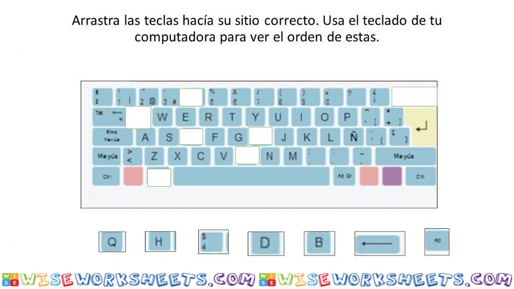 Teclas en el teclado