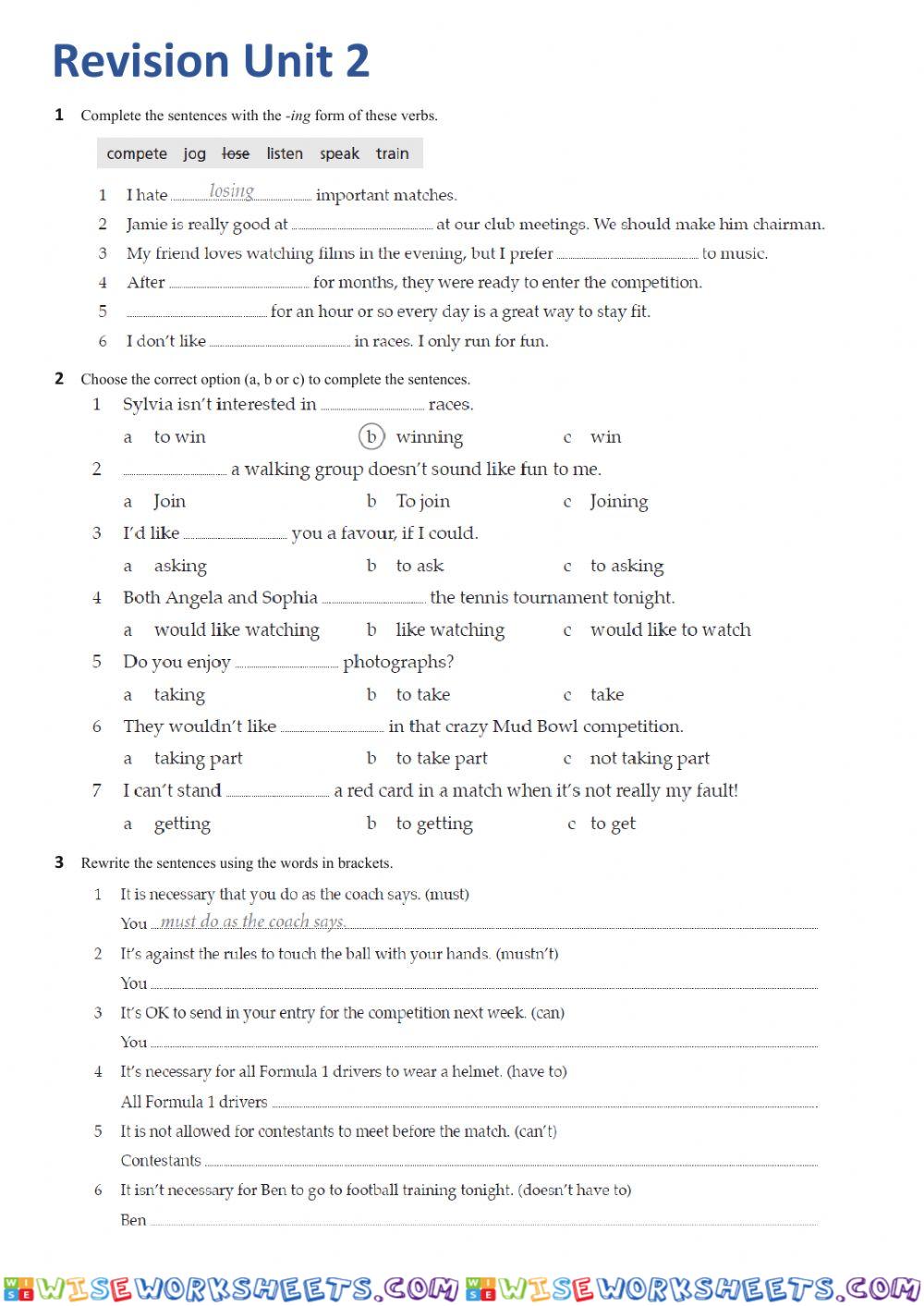 Life- Unit 2 revision