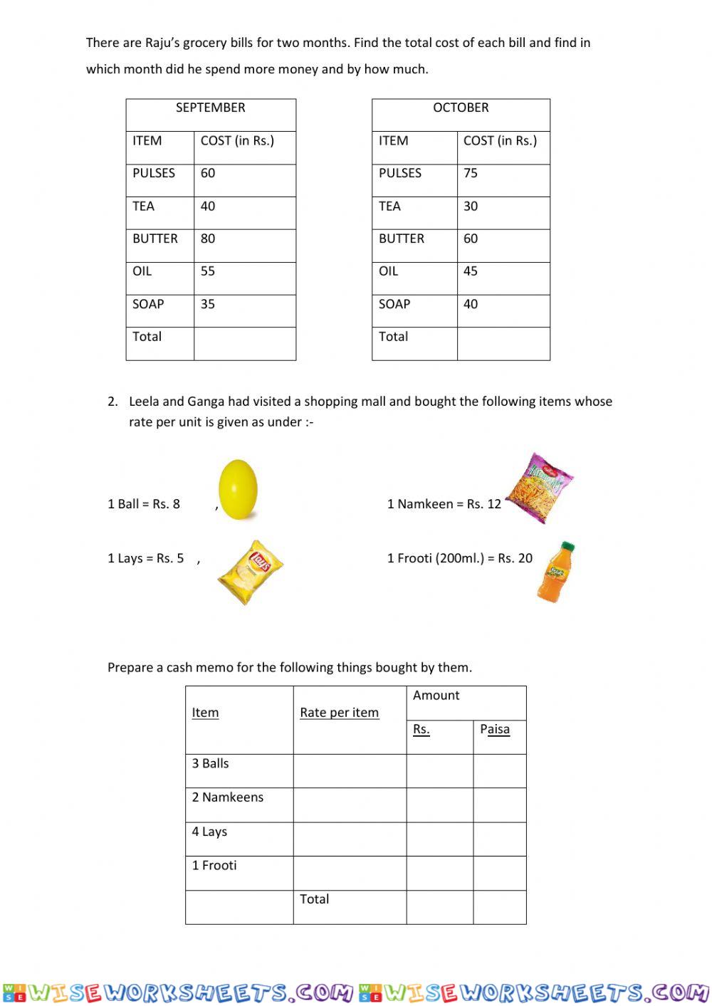 worksheet