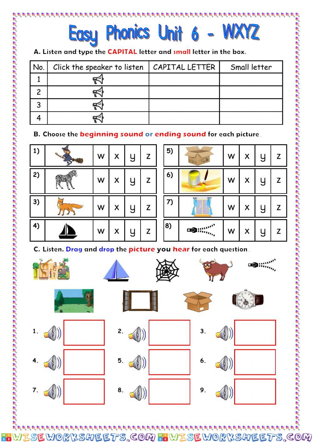 Easy Phonics Unit 6 WXYZ