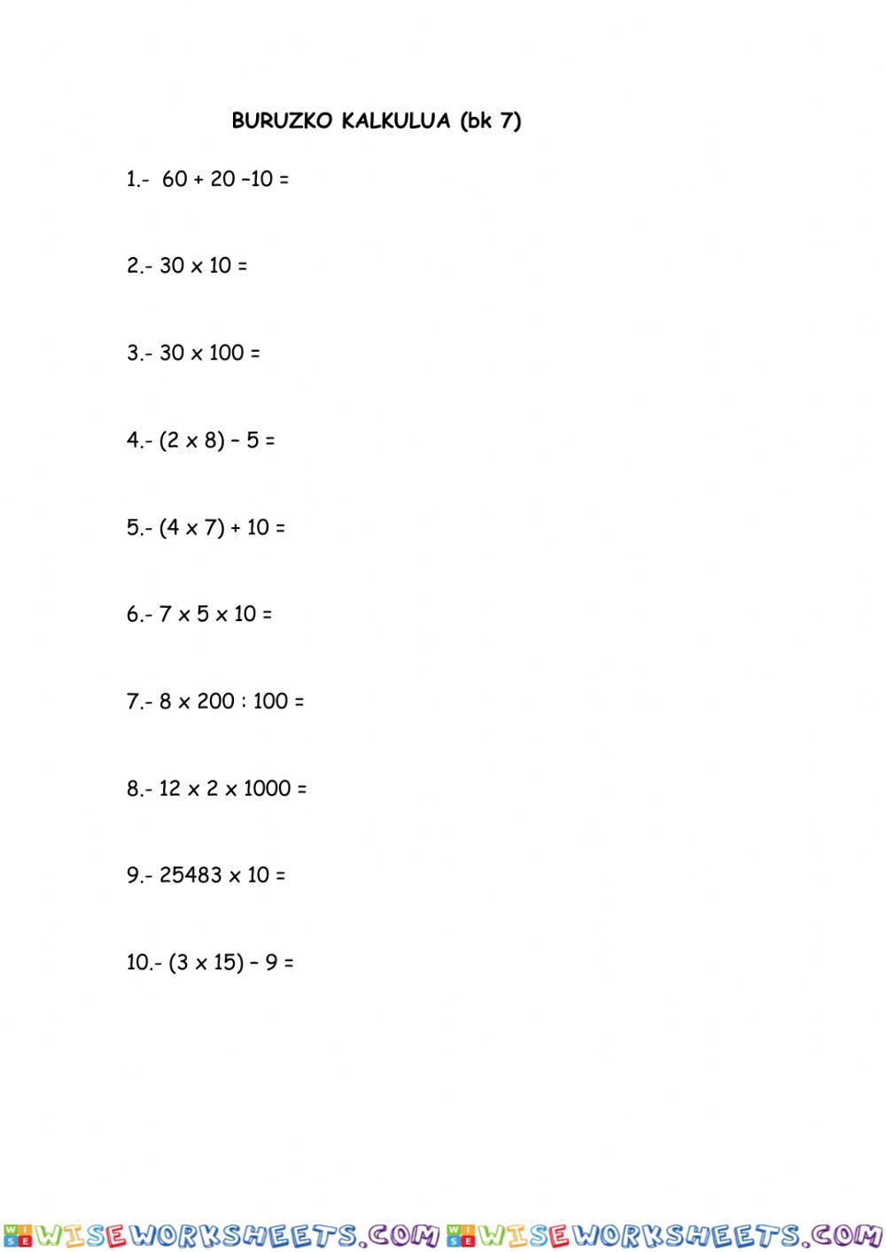 worksheet