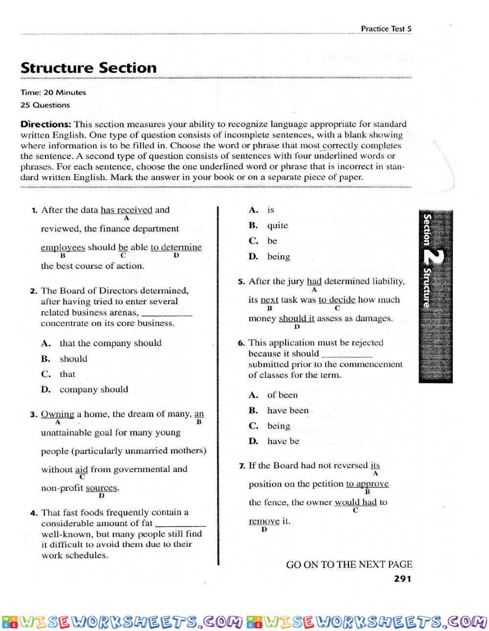 Esli Toefl 2. Grammar Section 2020