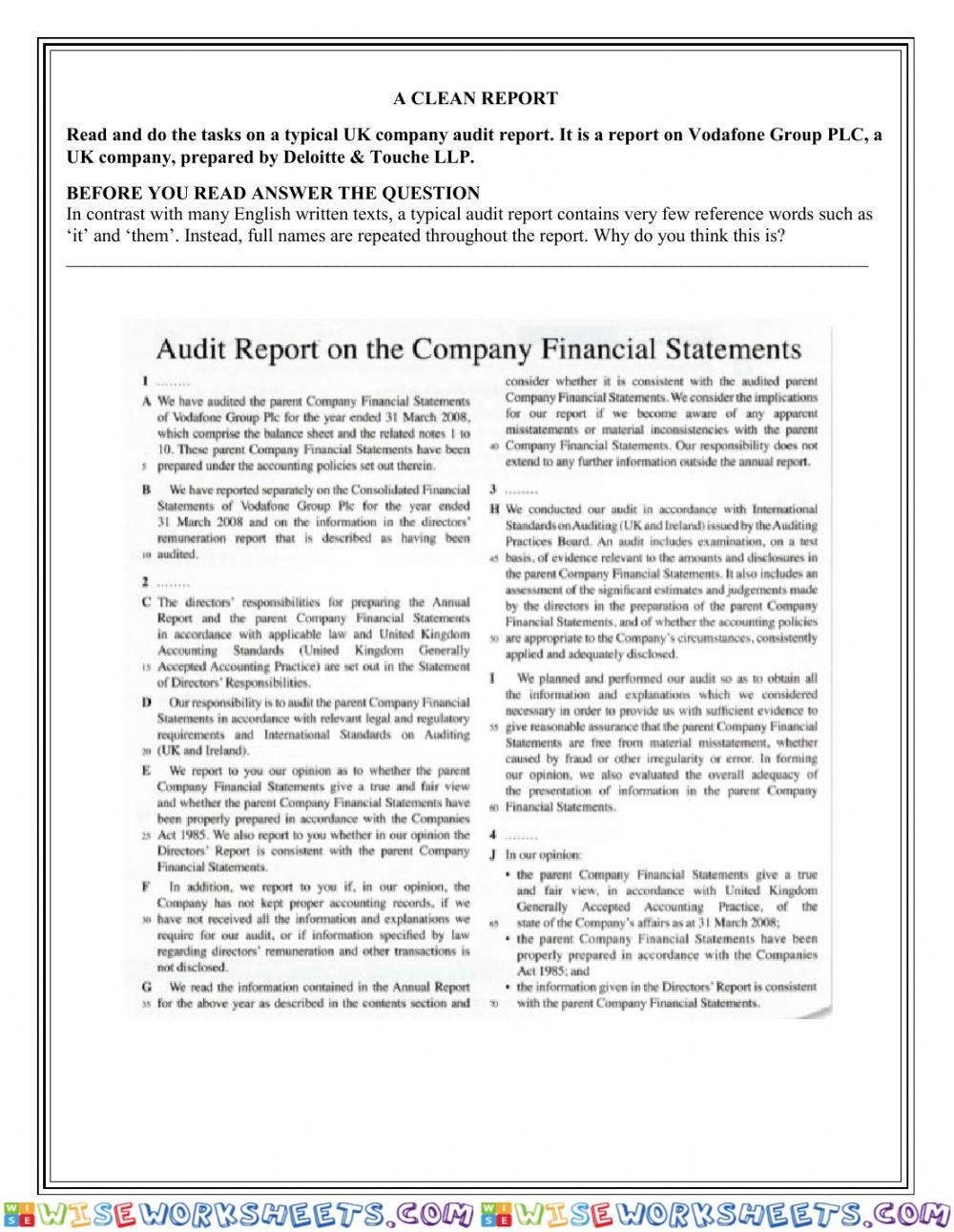 A clean audit report