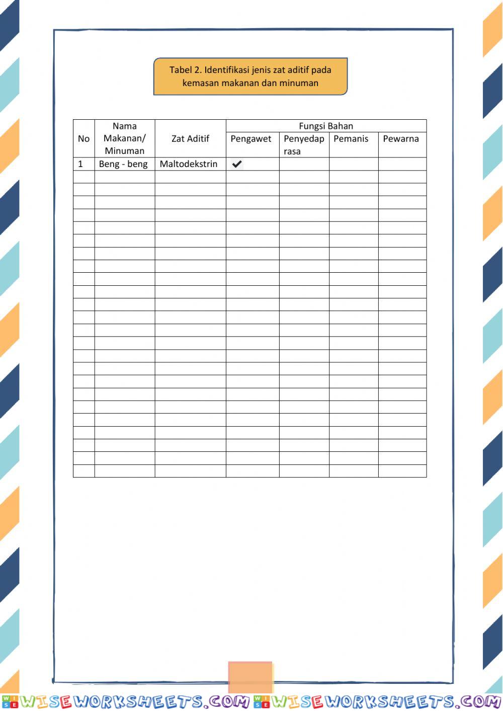worksheet
