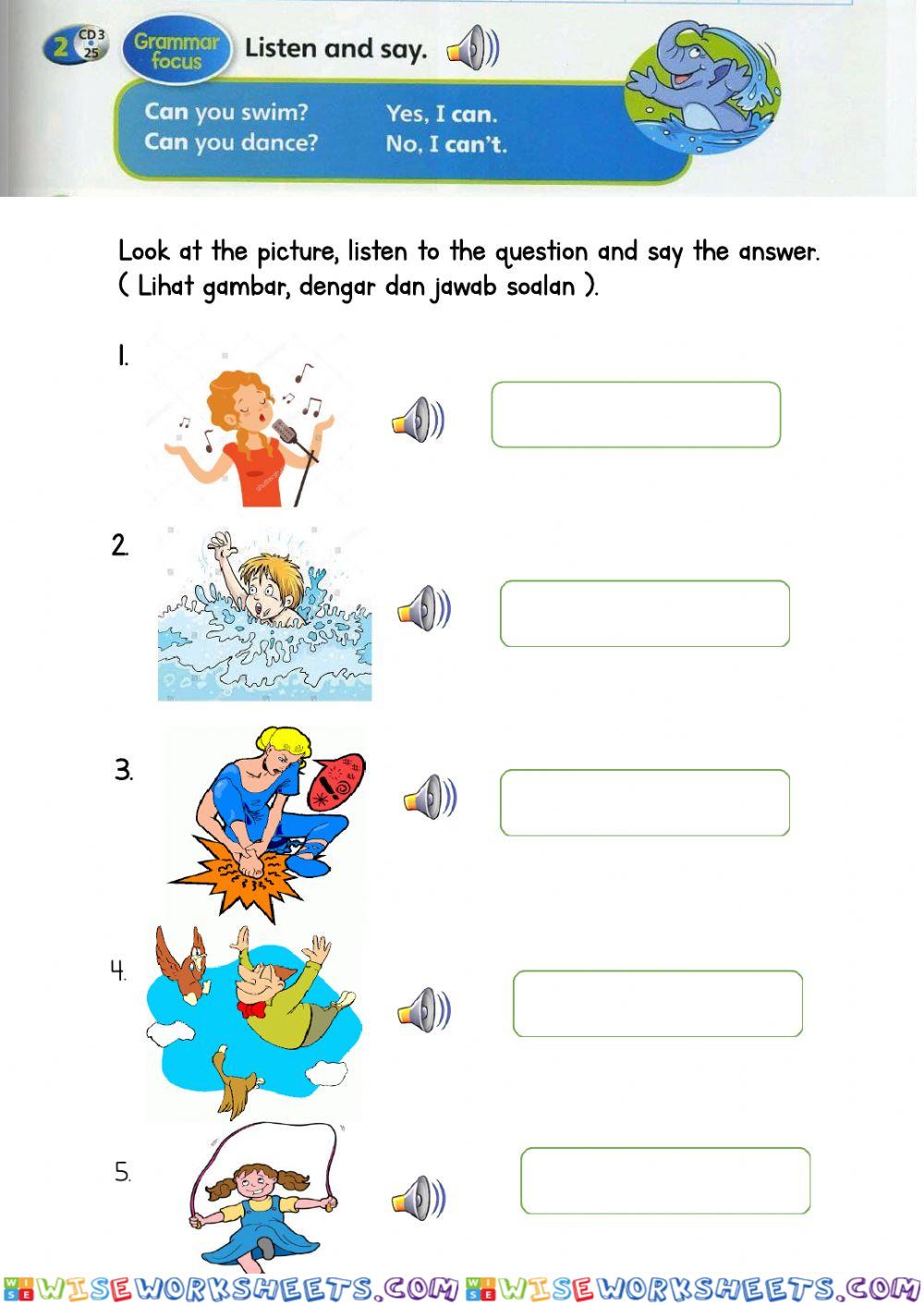 Year 2 Unit 8 Can you speaking activity