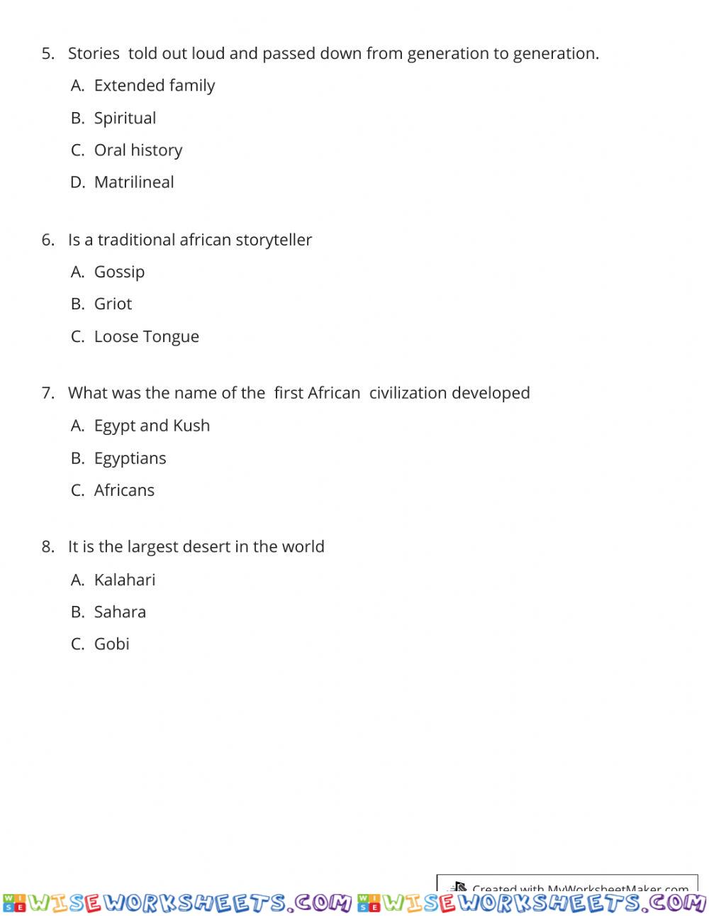 worksheet