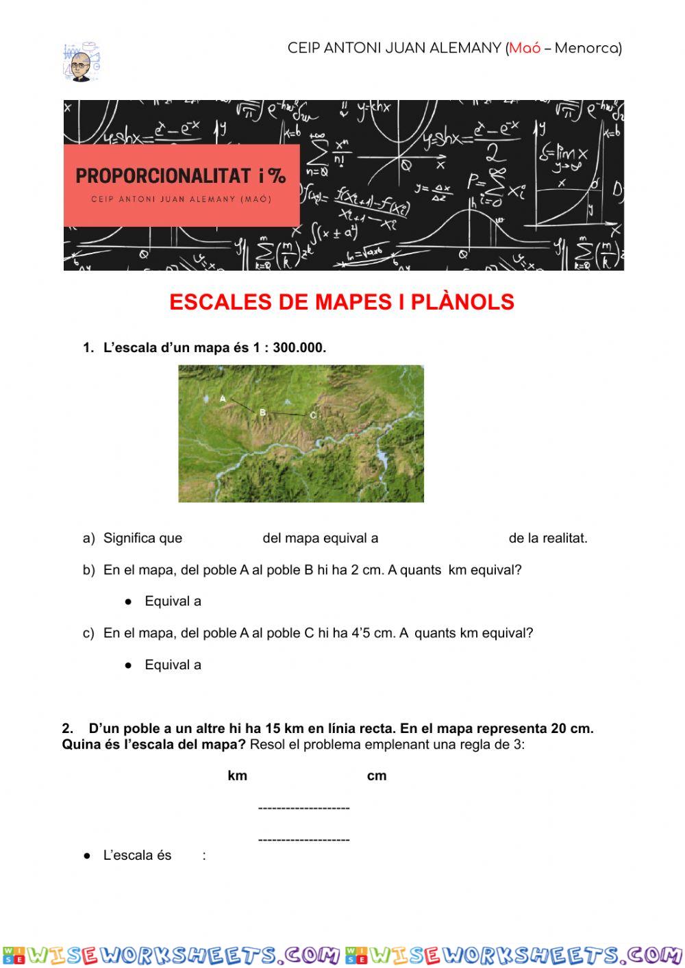 Escales de mapes, plànols i maquetes