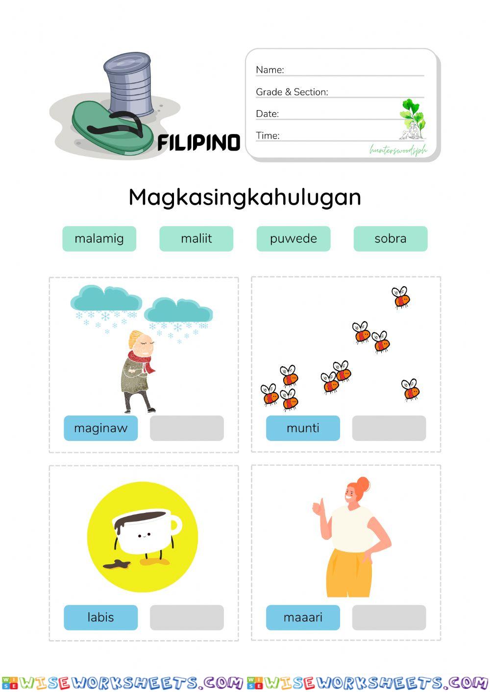 Magkasingkahulugan with Pictures (HuntersWoodsPH Filipino)