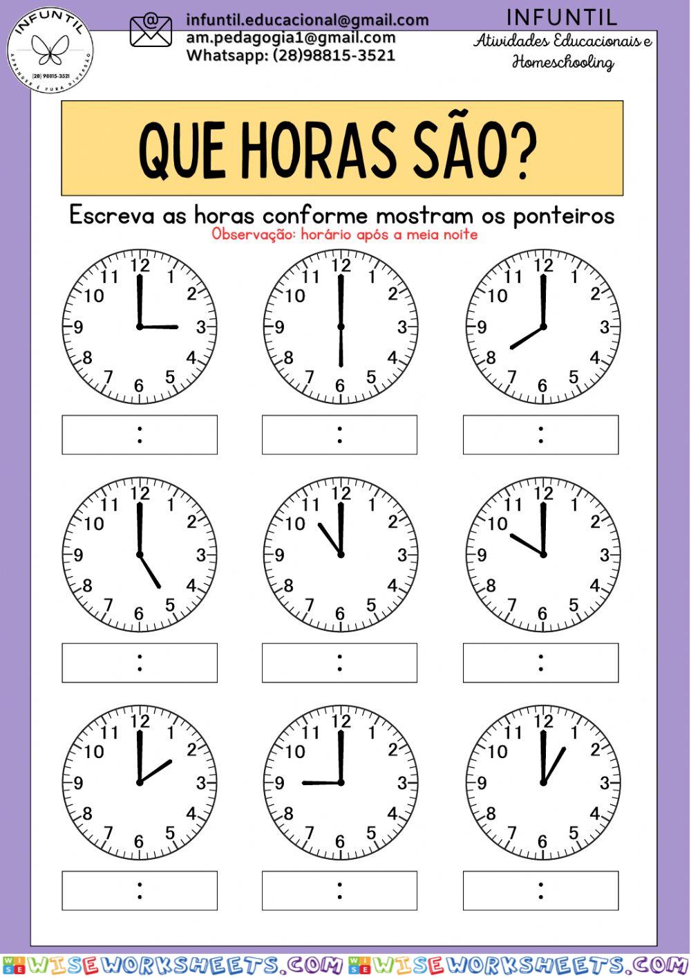 Que horas são