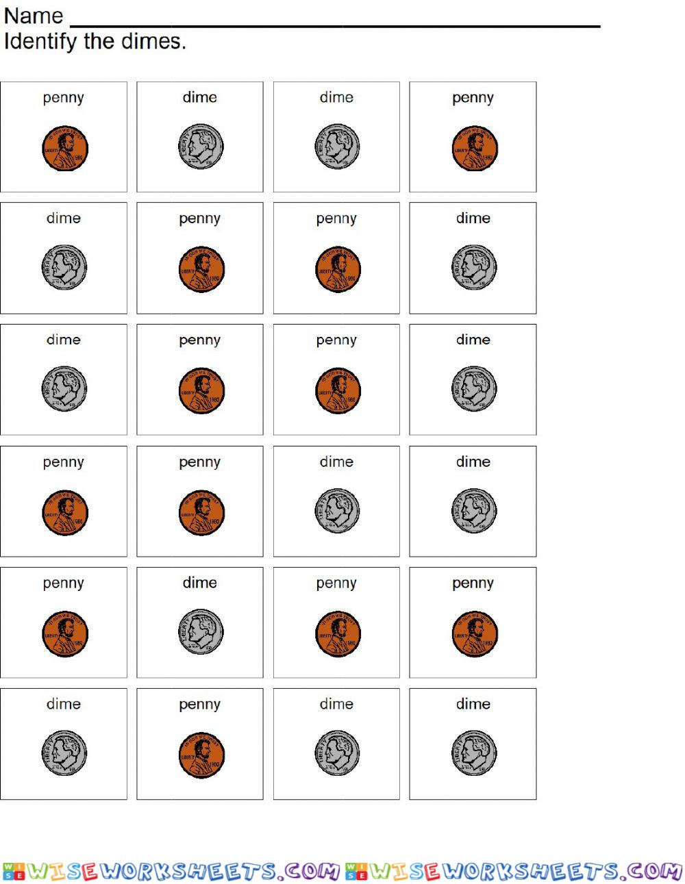 Identifying dimes