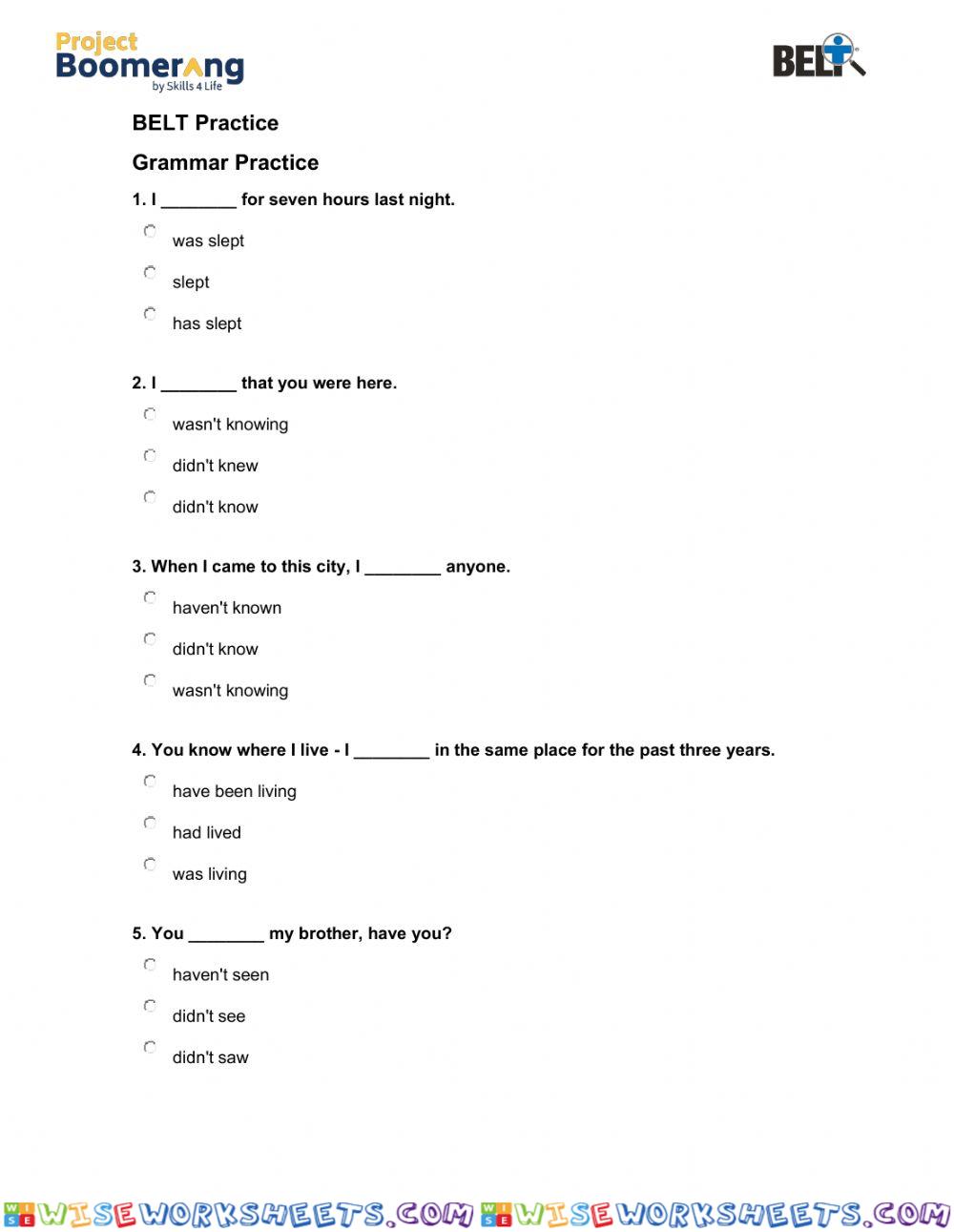 BELT Grammar Practice