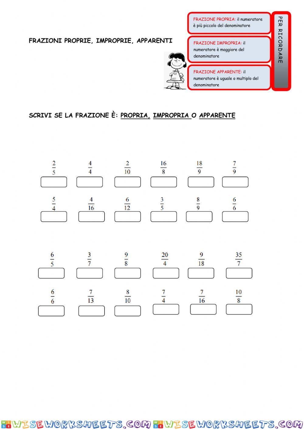 Frazioni proprie improprie e apparenti