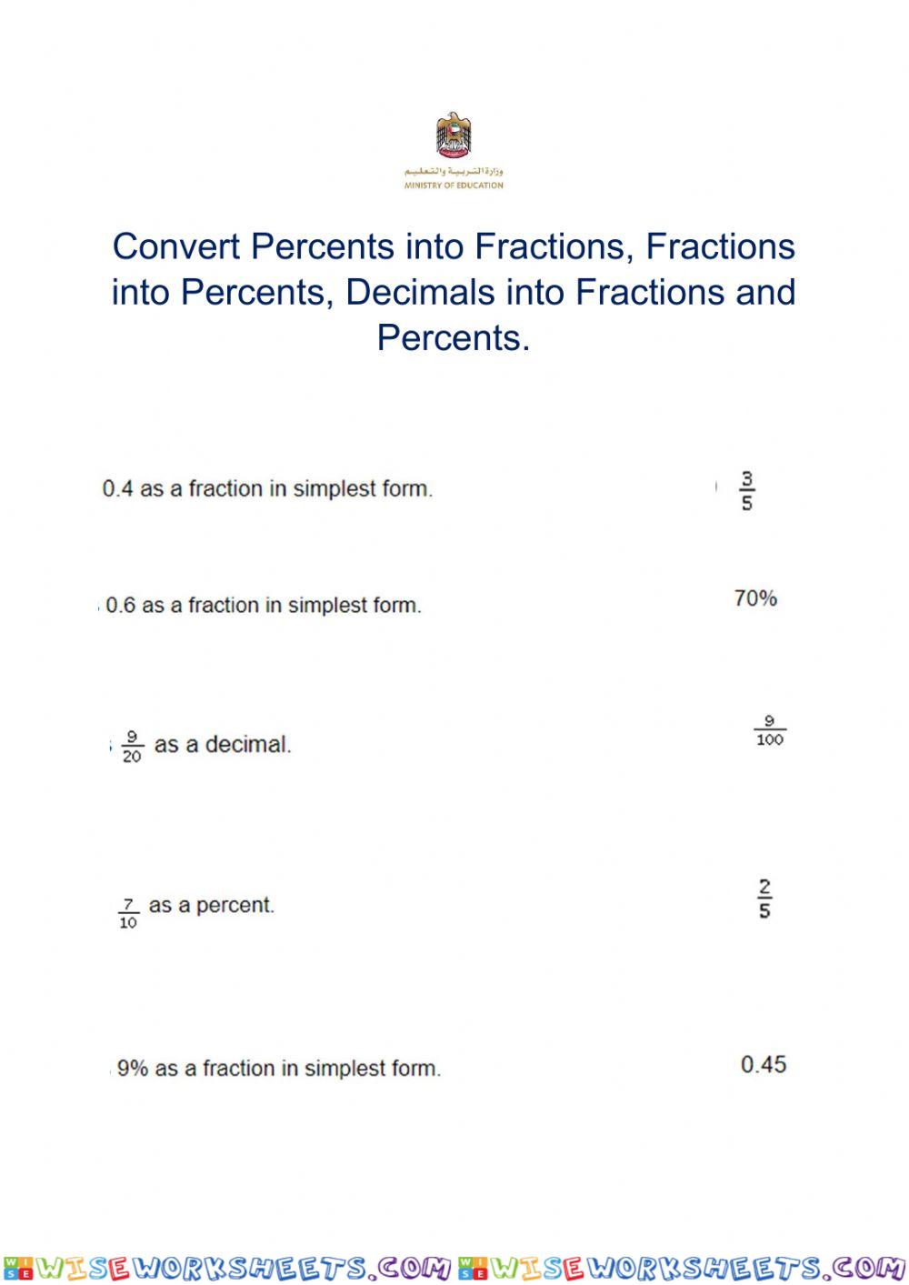 Fractions , Decimals , Percents