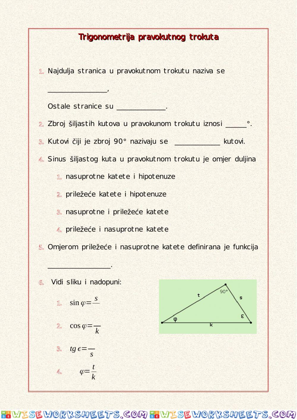 Trigonometrija pravokutnog trokuta