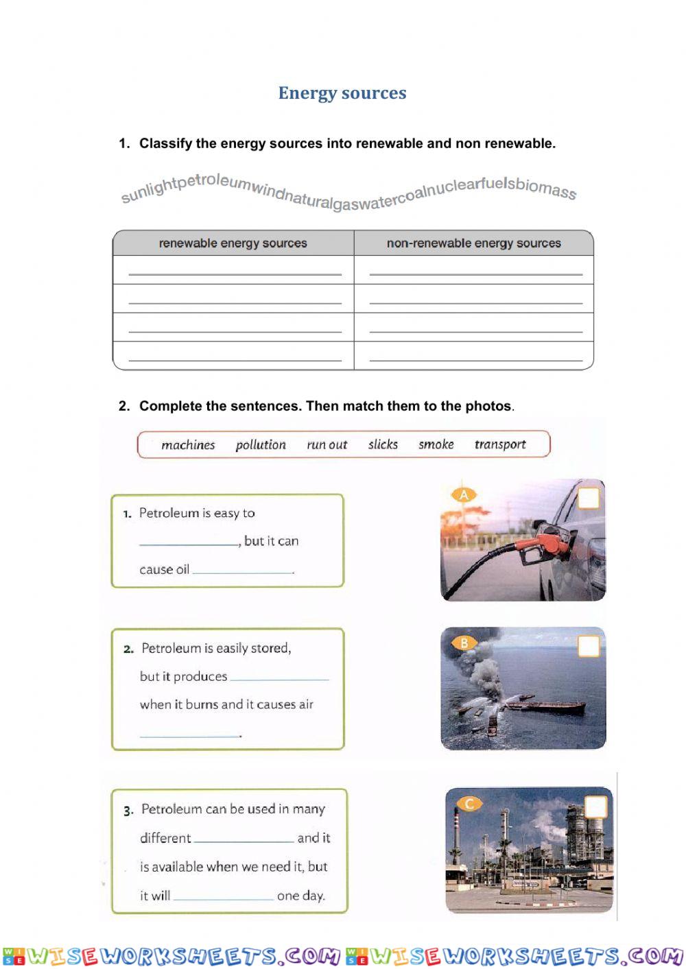 Energy sources